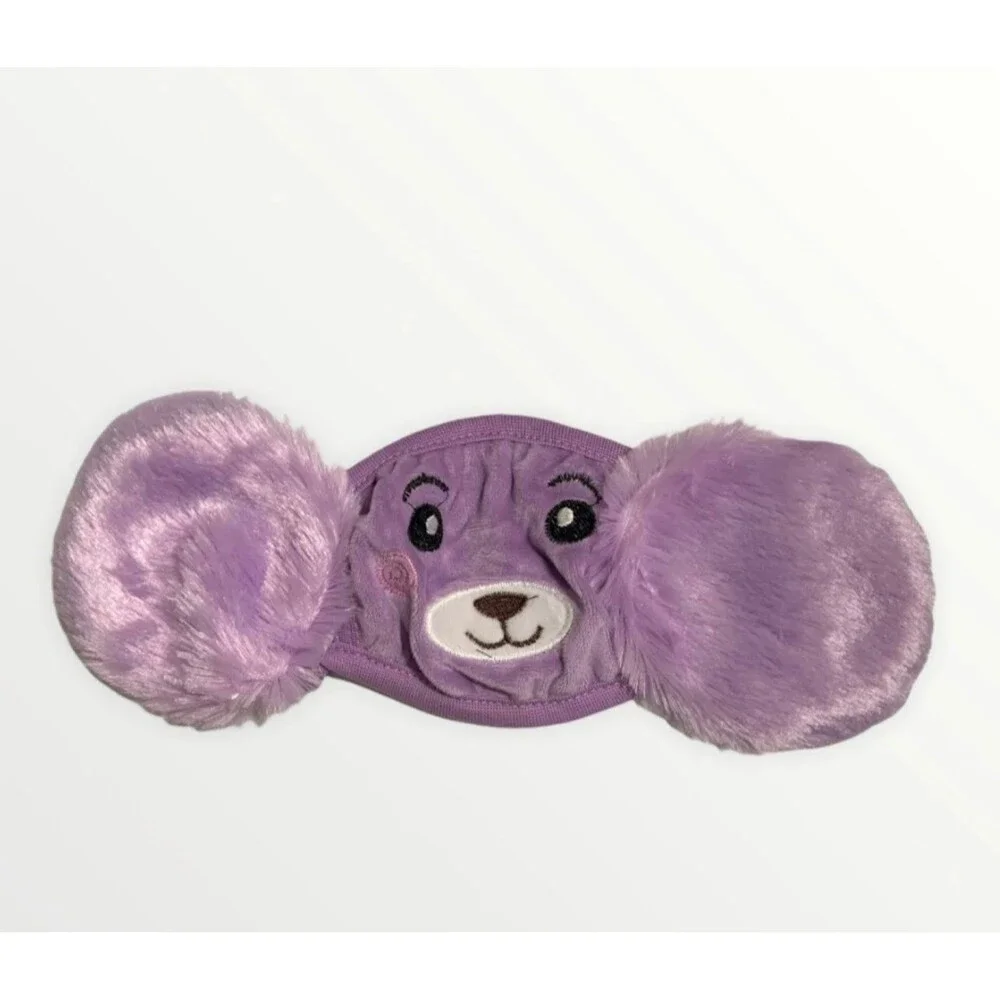 NEW Kids Purple Cute Plush Teddy Bear Stuff Animal Earmuff Face Mask